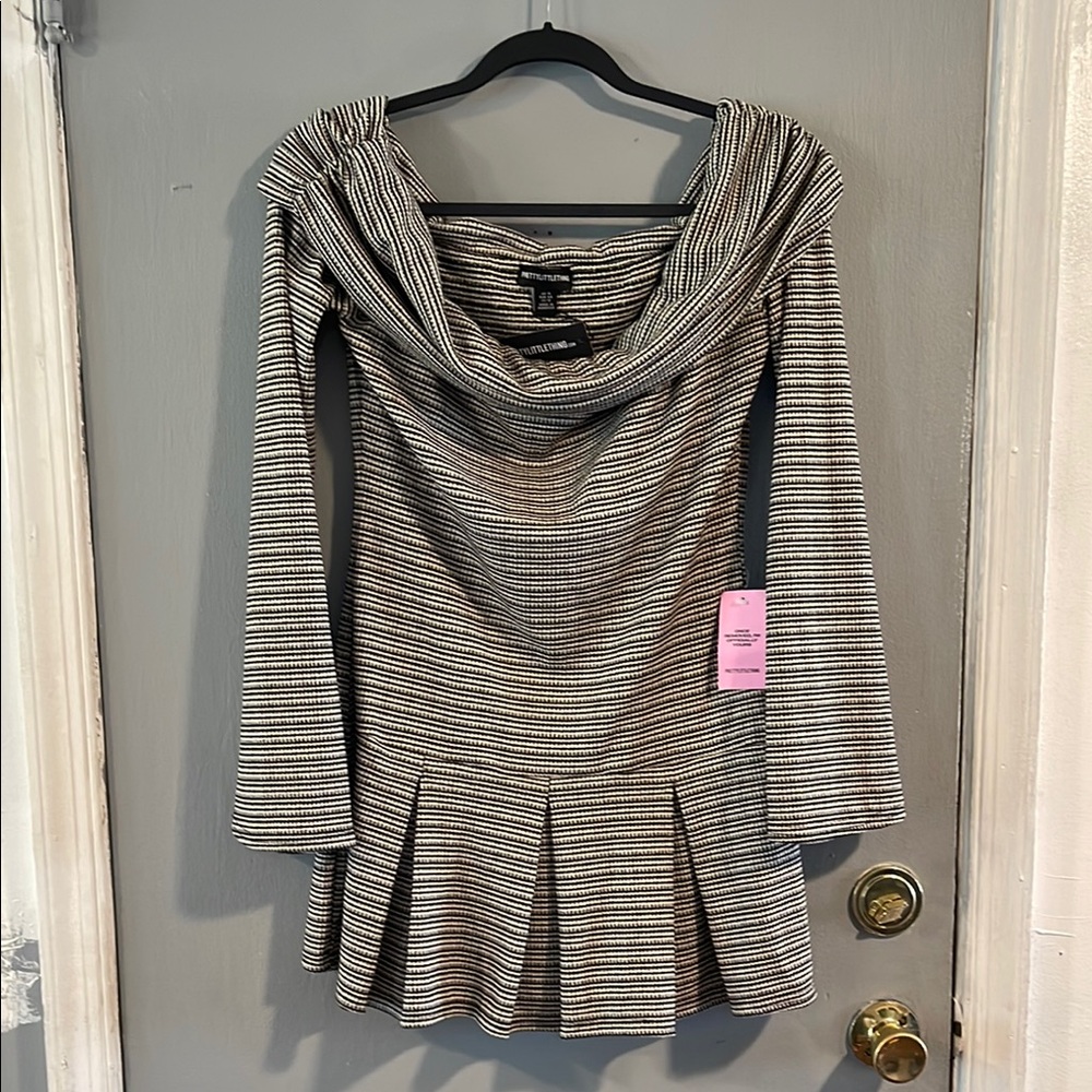 PrettyLittleThings Striped Long Sleeve Dress with Cowl Neck 12